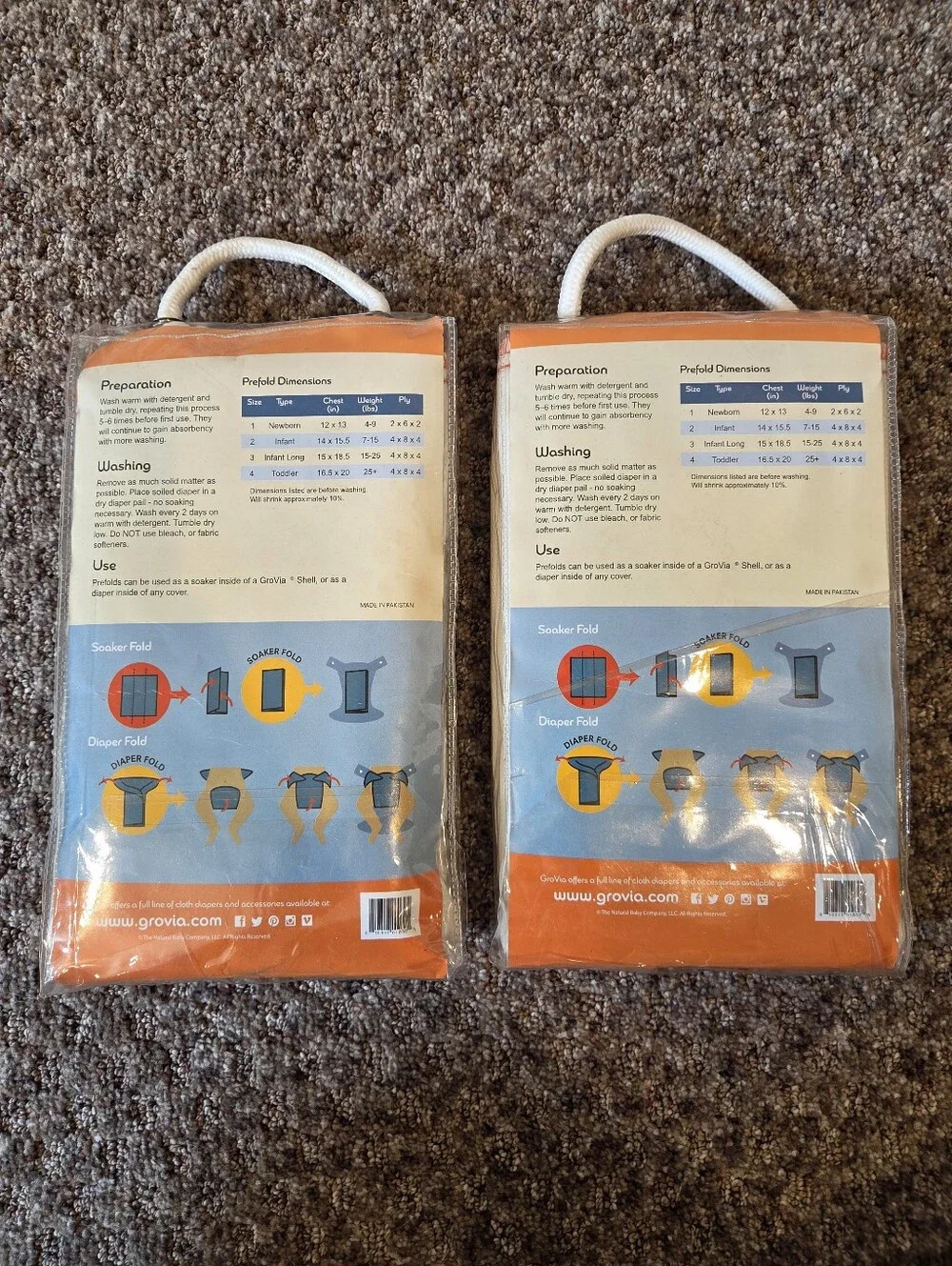 NWT GroVia Prefolds Baby Cloth Diaper - Size 3 (15lbs-25lbs)